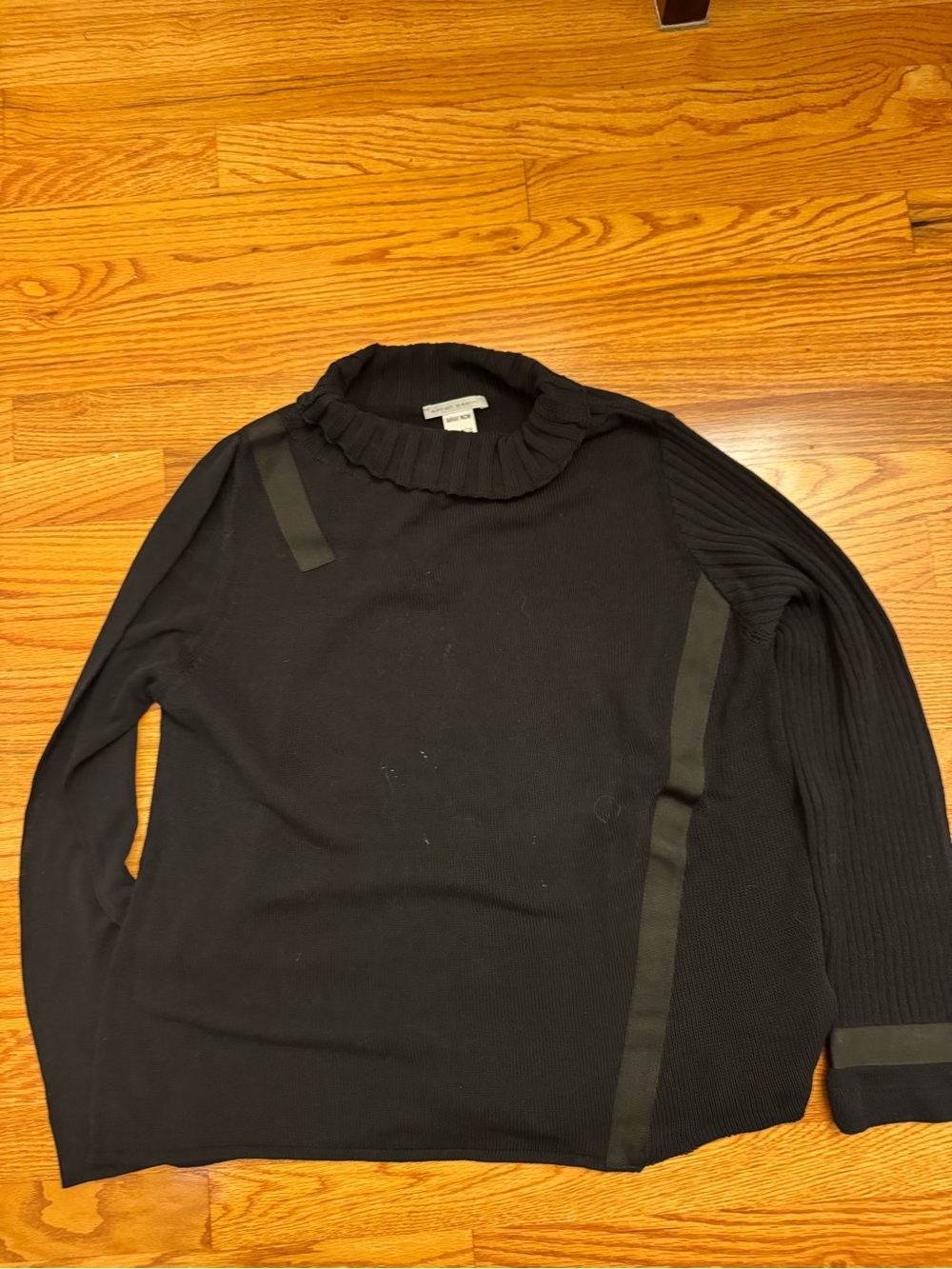 Sarah Pacini Black Ruffle-Mock Turtleneck Sweater